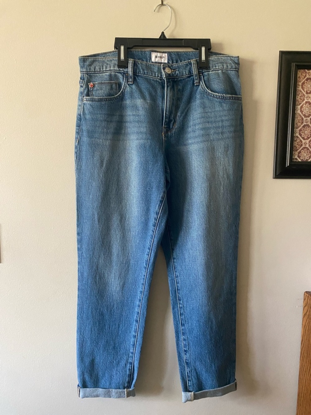 Hudson Natalie cuffed light wash straight-leg jeans 🆕